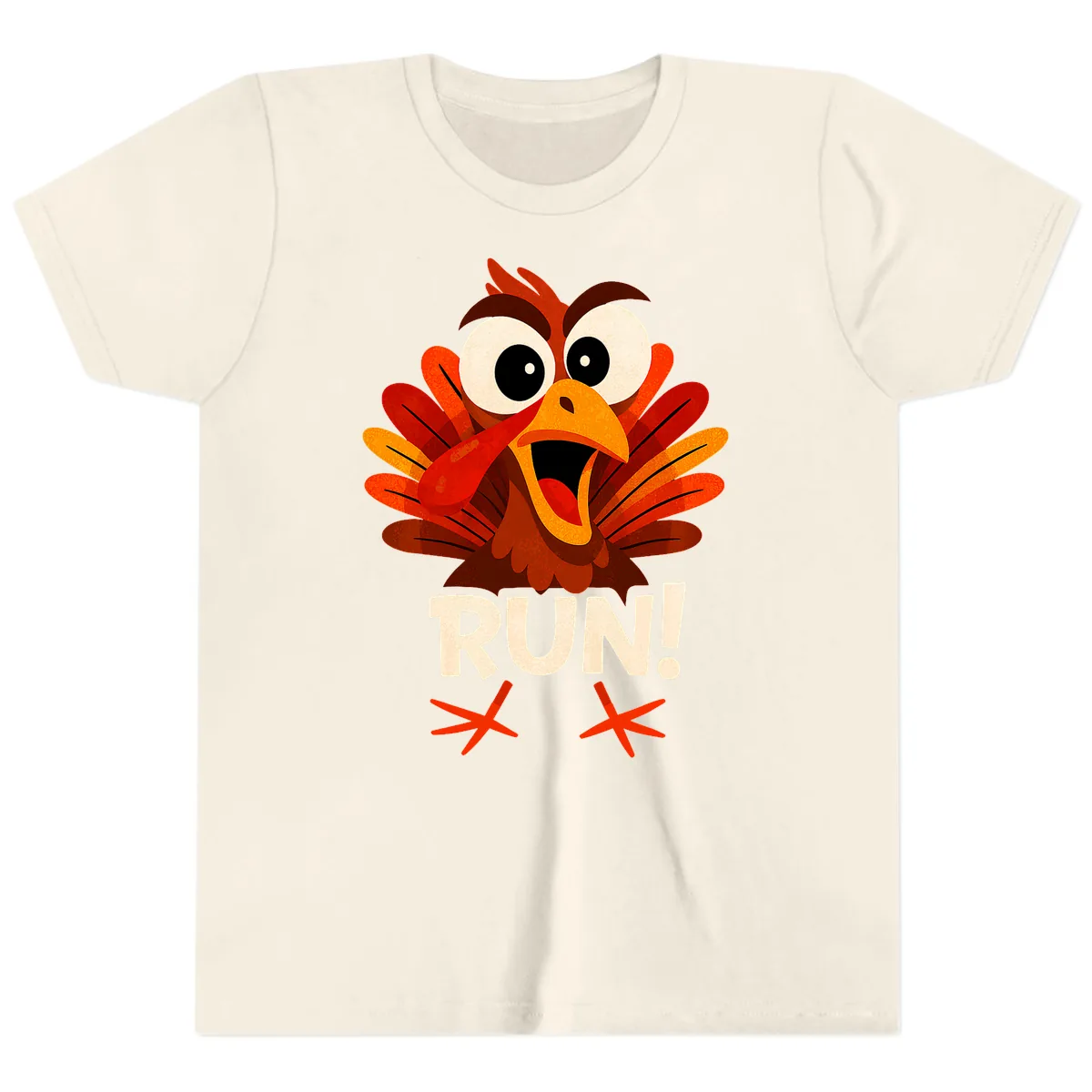 Funny Turkey Run For Your Life Youth T-Shirt in Natural