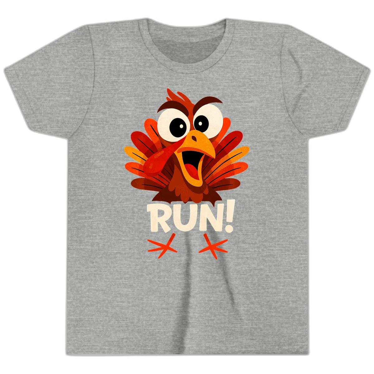 Funny Turkey Run For Your Life Youth T-Shirt in Athletic Heather