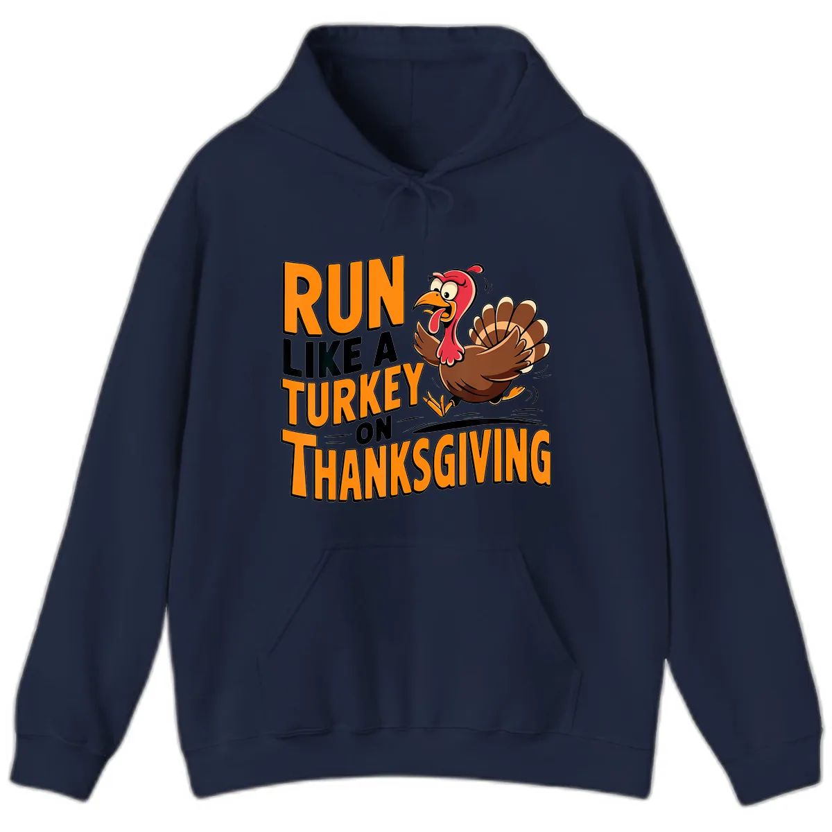 Run Like A Turkey On Thanksgiving Hoodie in Navy