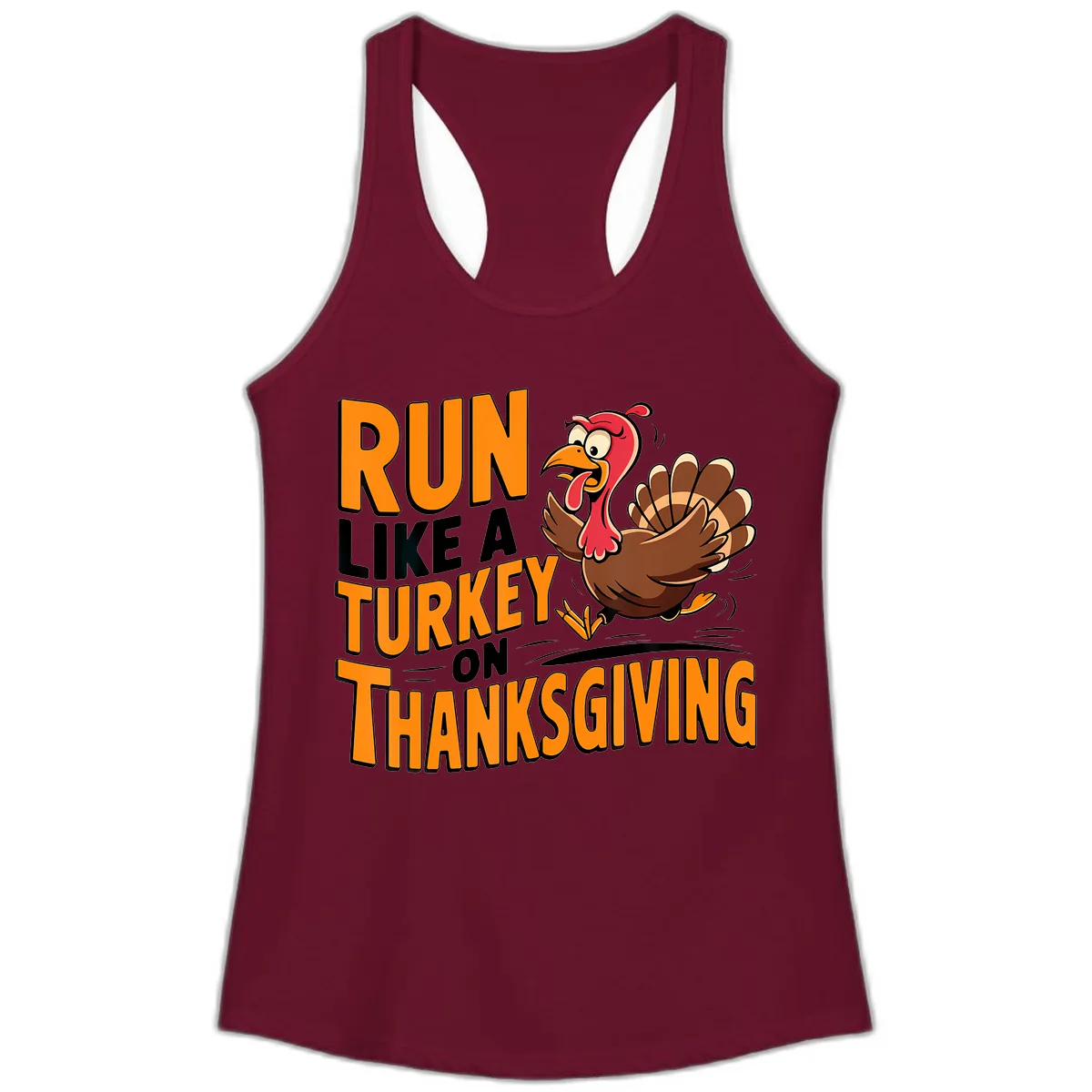 Run Like A Turkey On Thanksgiving Ladies Tank in Solid Cardinal Red