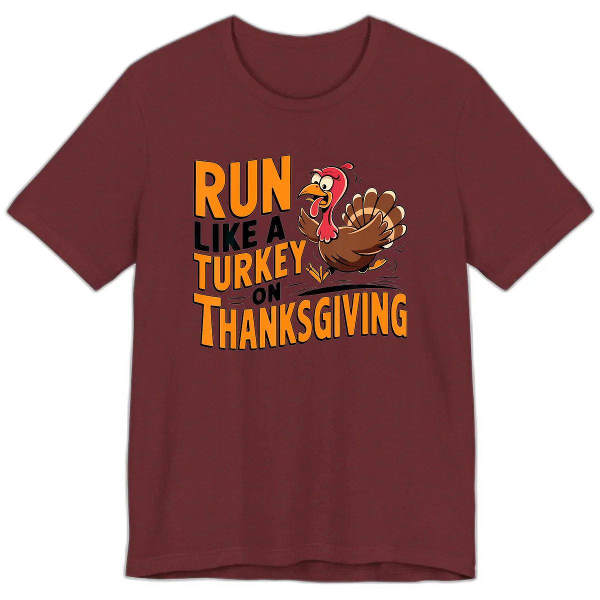 Run Like A Turkey On Thanksgiving Premium T-Shirt in Heather Cardinal