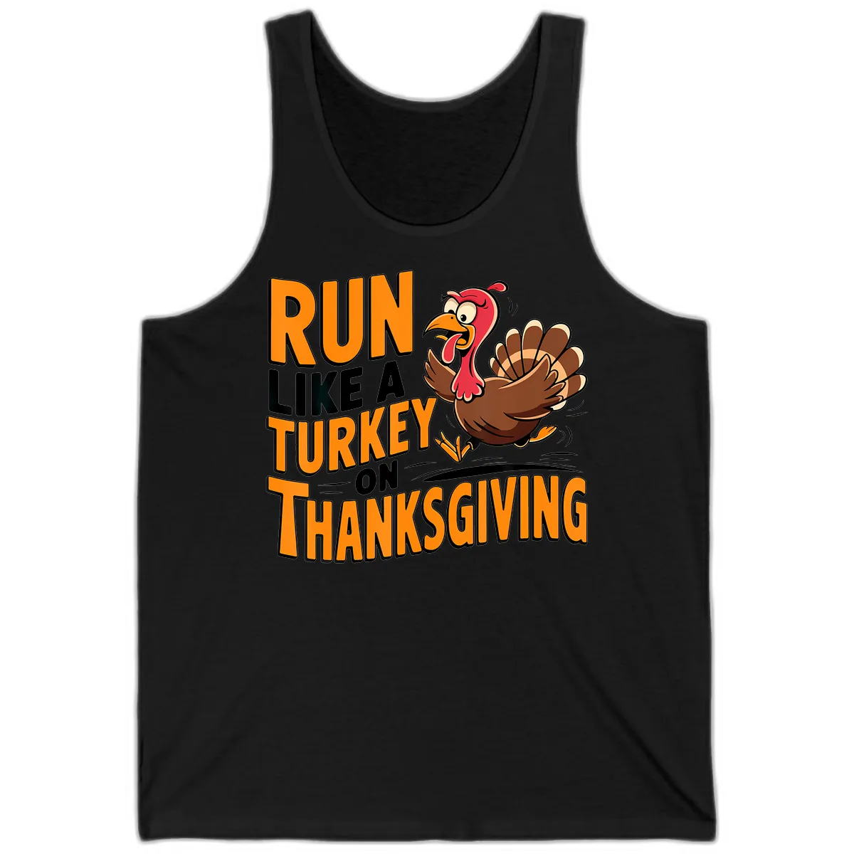 Run Like A Turkey On Thanksgiving Tank in Black