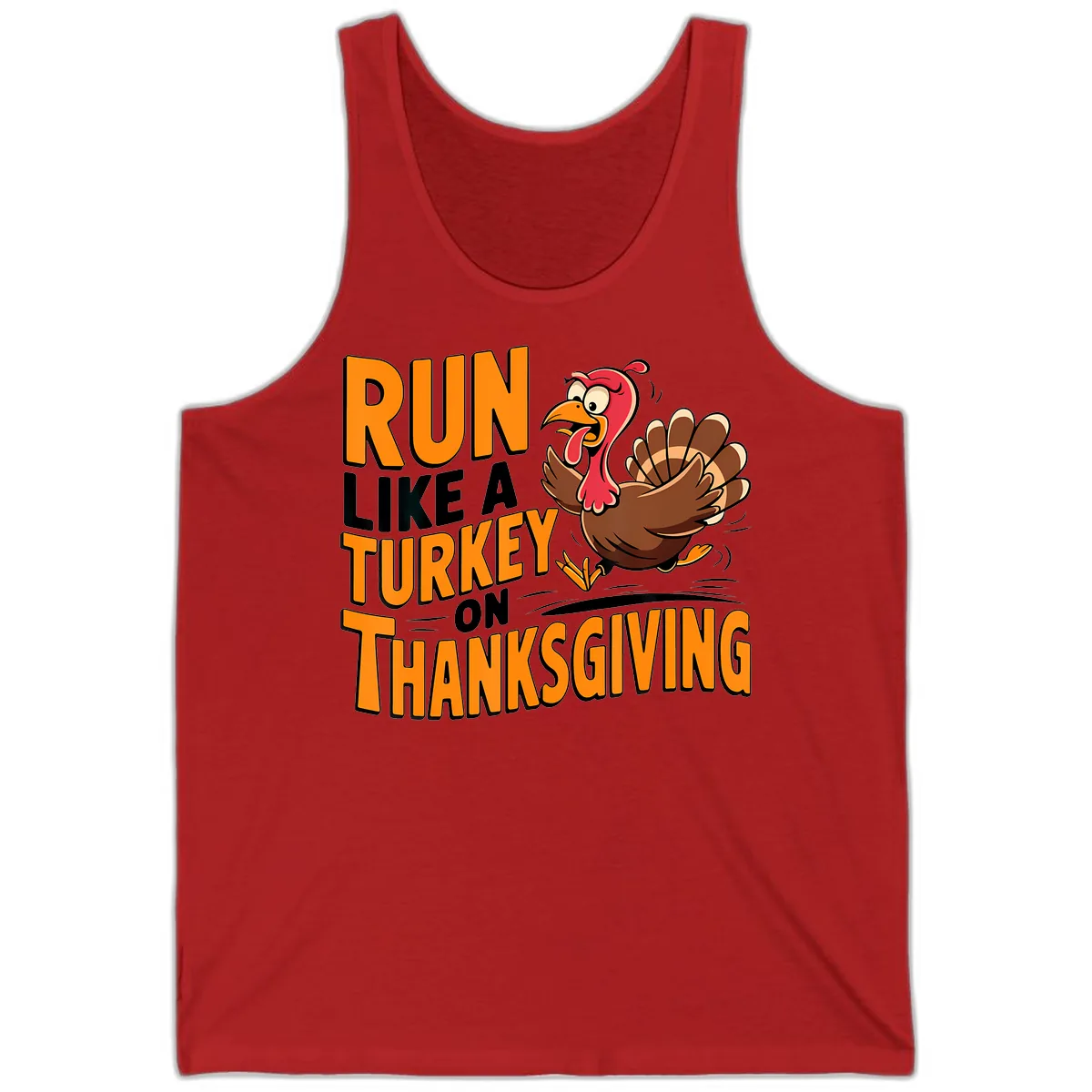 Run Like A Turkey On Thanksgiving Tank in Red