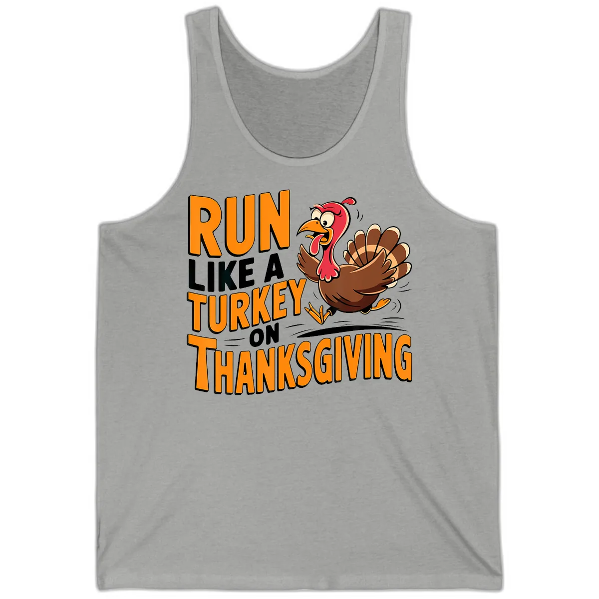 Run Like A Turkey On Thanksgiving Tank in Athletic Heather