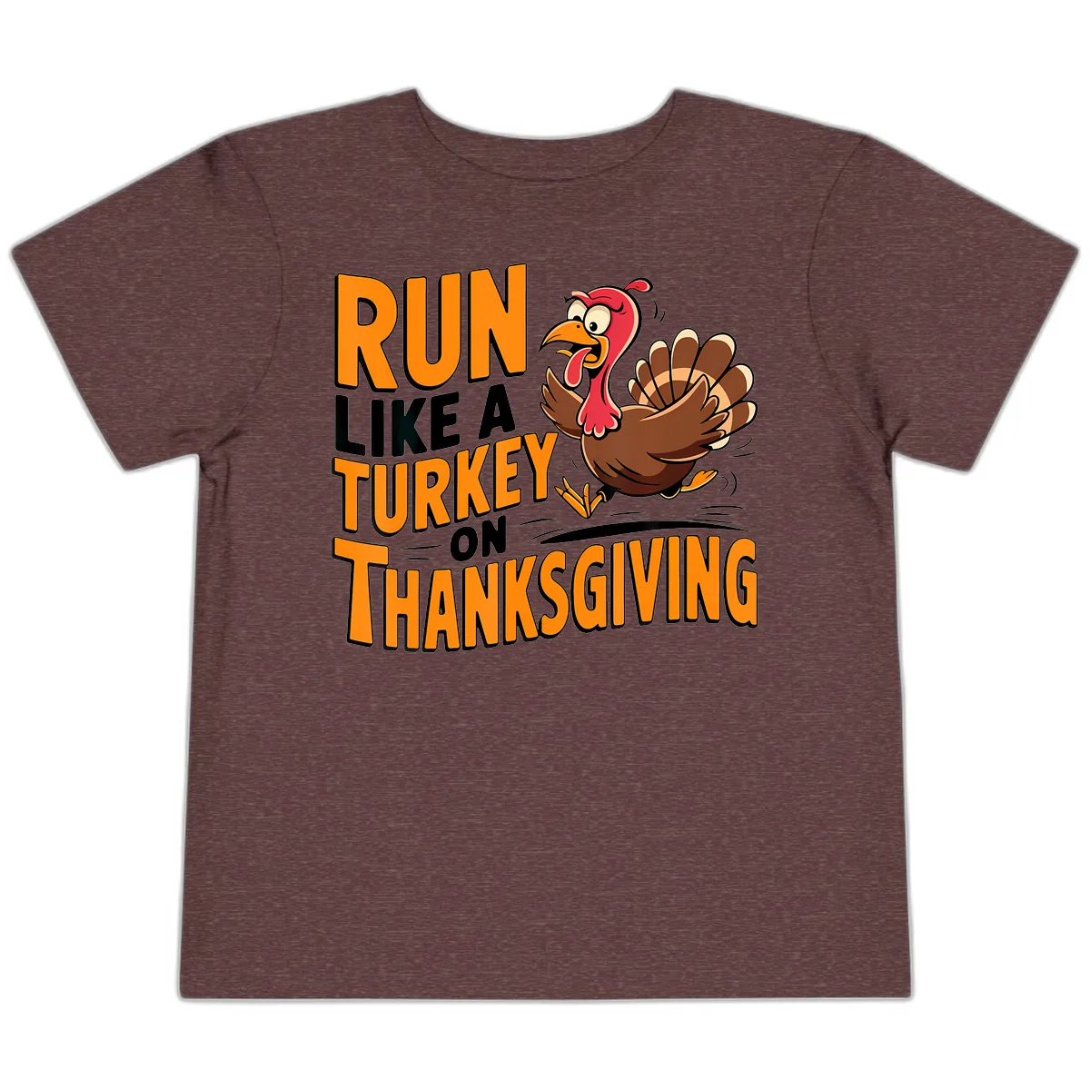 Run Like A Turkey On Thanksgiving Toddler T-Shirt in Heather Maroon