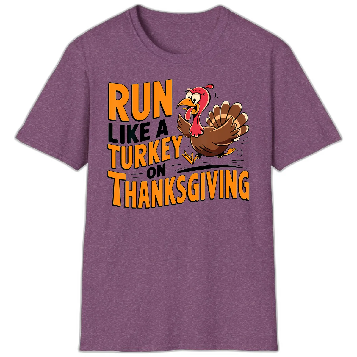 Run Like A Turkey On Thanksgiving T-Shirt in Heather Maroon