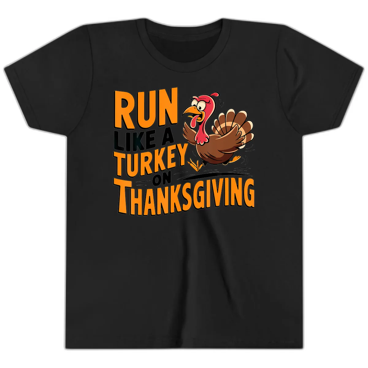 Run Like A Turkey On Thanksgiving Youth T-Shirt in Black