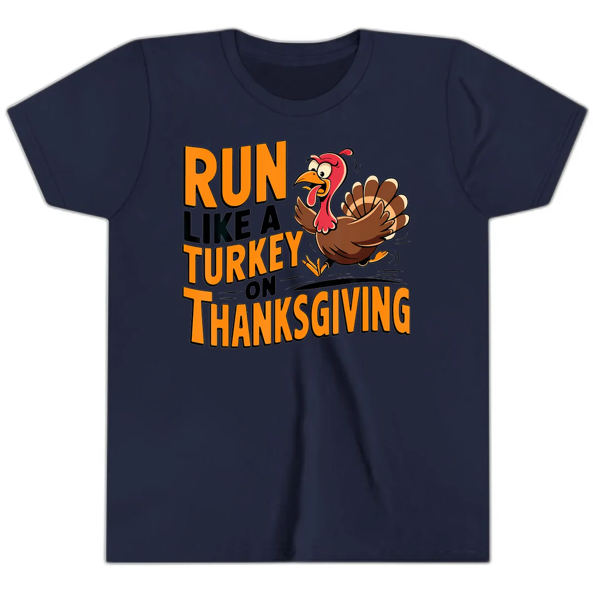 Run Like A Turkey On Thanksgiving Youth T-Shirt in Navy