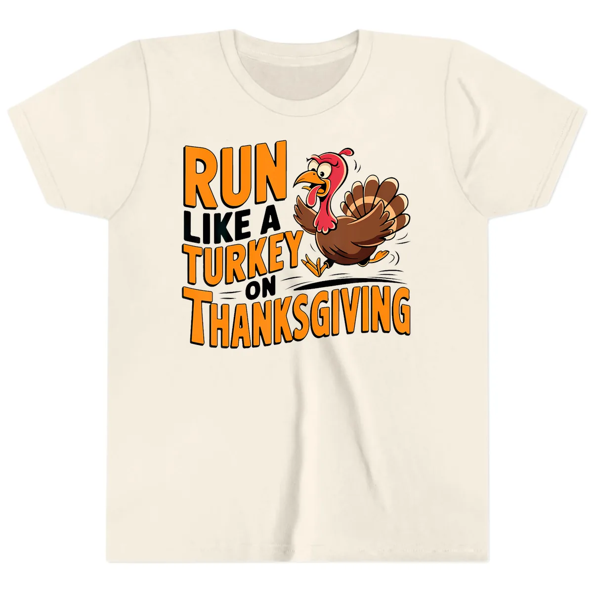 Run Like A Turkey On Thanksgiving Youth T-Shirt in Natural