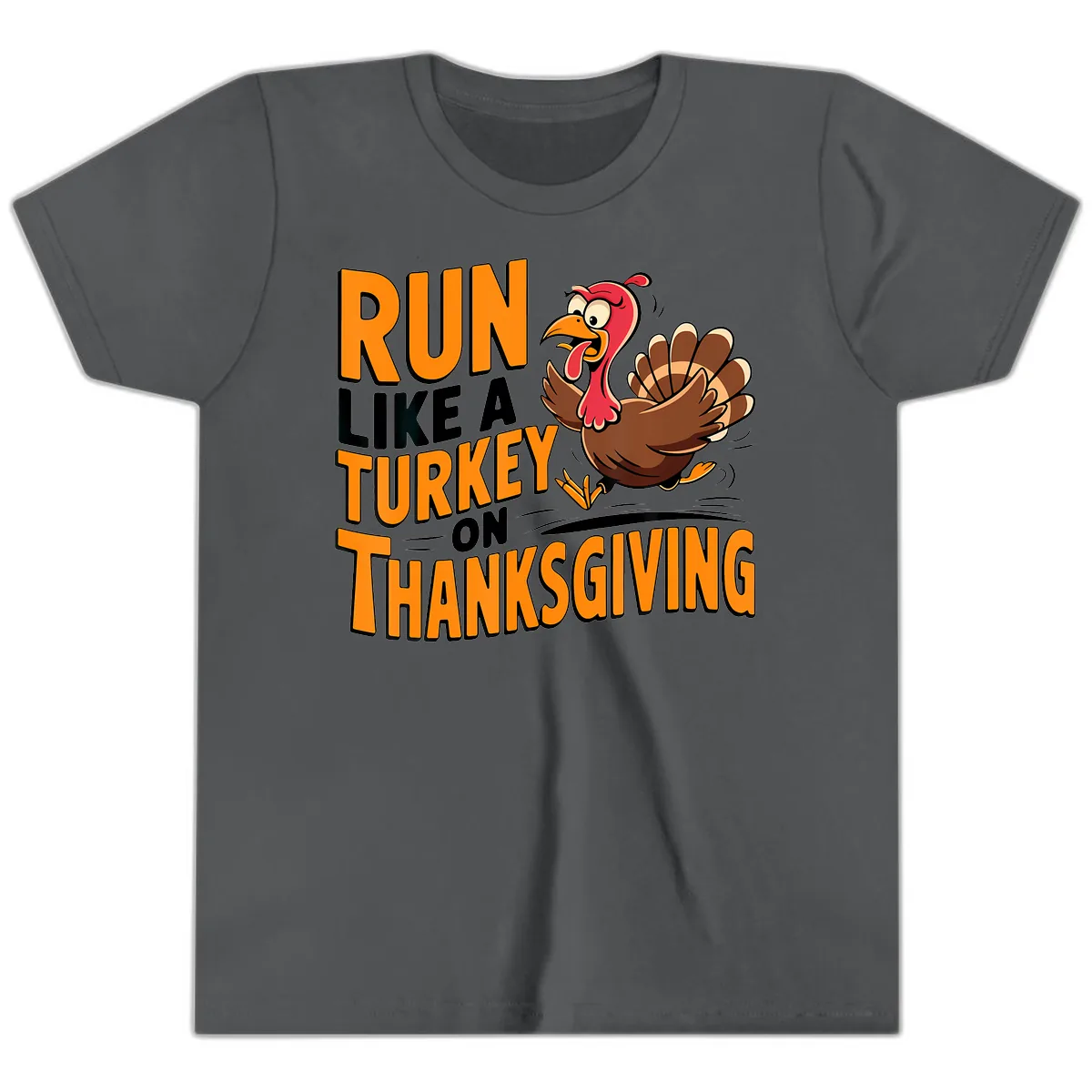 Run Like A Turkey On Thanksgiving Youth T-Shirt in Asphalt
