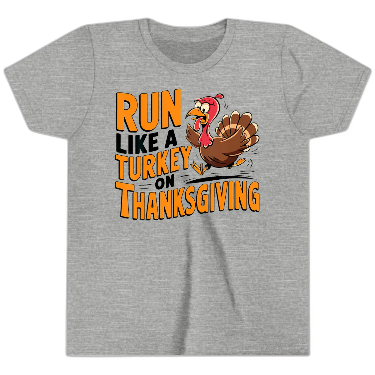 Run Like A Turkey On Thanksgiving Youth T-Shirt in Athletic Heather