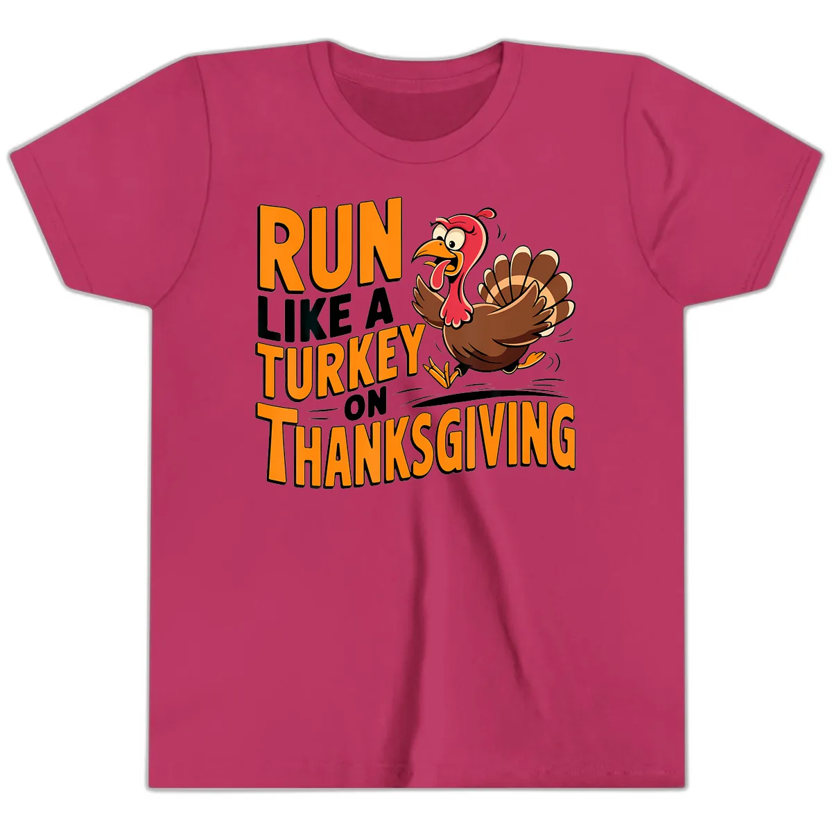 Run Like A Turkey On Thanksgiving Youth T-Shirt in Berry