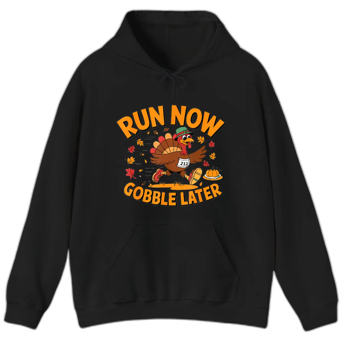 Run Now Gobble Later Turkey Trot Hoodie in Black
