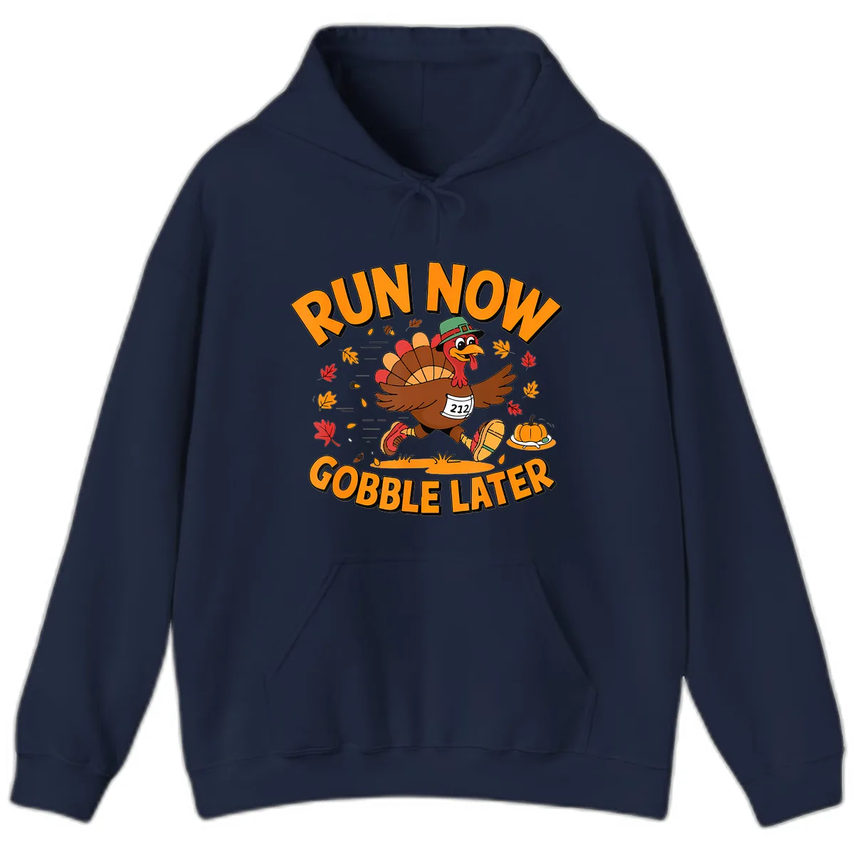 Run Now Gobble Later Turkey Trot Hoodie in Navy
