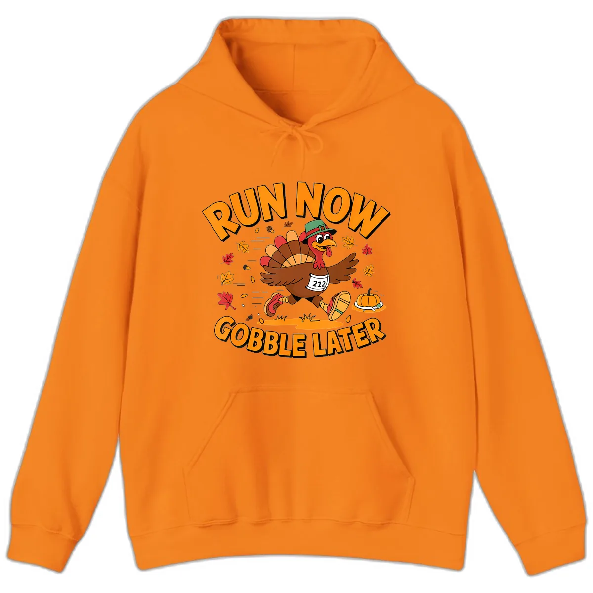 Run Now Gobble Later Turkey Trot Hoodie in Safety Orange