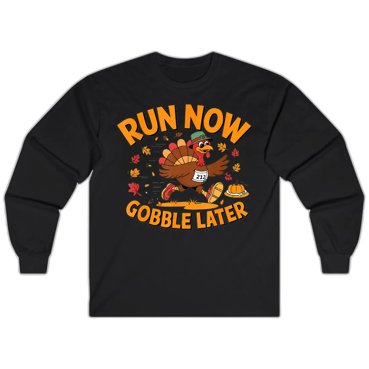 Run Now Gobble Later Turkey Trot Long Sleeve in Black