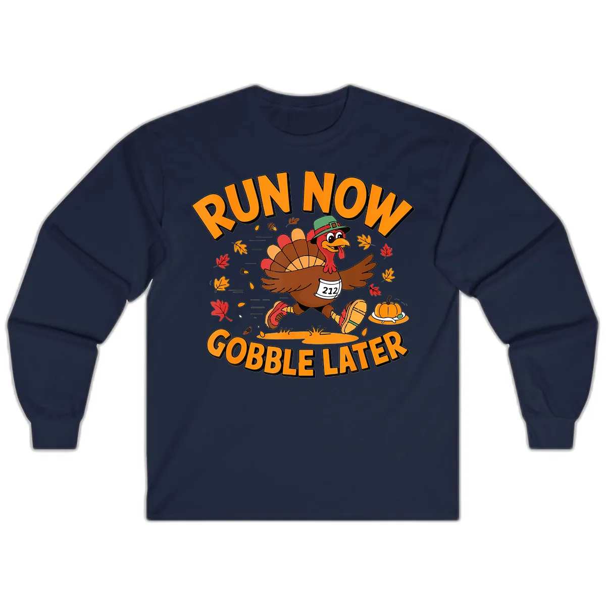 Run Now Gobble Later Turkey Trot Long Sleeve in Navy