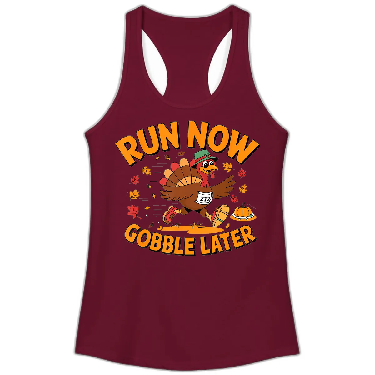 Run Now Gobble Later Turkey Trot Ladies Tank in Solid Cardinal Red