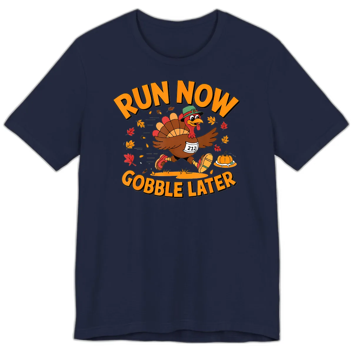 Run Now Gobble Later Turkey Trot Premium T-Shirt in Navy