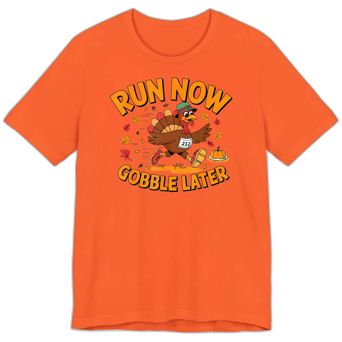 Run Now Gobble Later Turkey Trot Premium T-Shirt in Orange