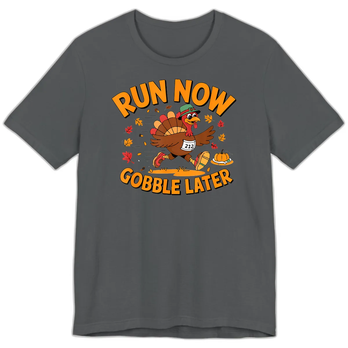 Run Now Gobble Later Turkey Trot Premium T-Shirt in Asphalt