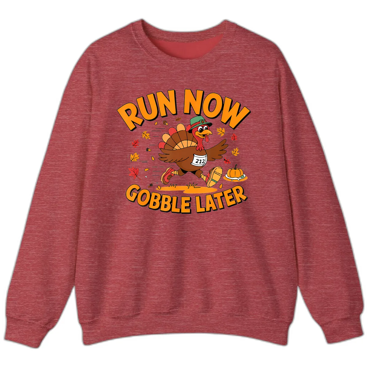 Run Now Gobble Later Turkey Trot Sweatshirt in Heather Scarlet Red