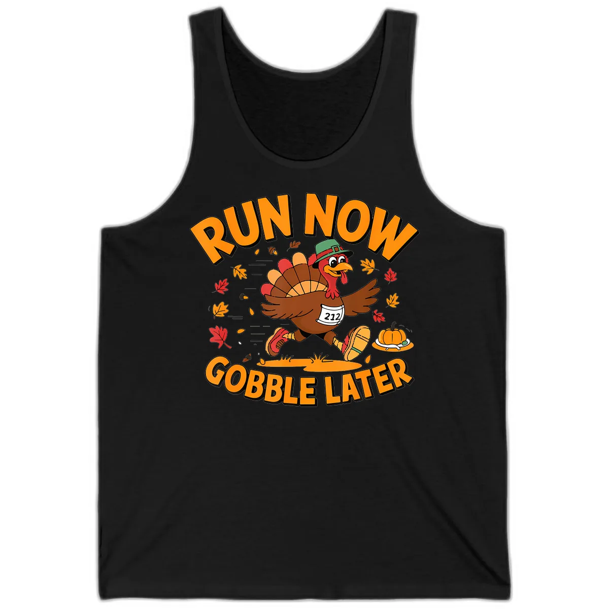 Run Now Gobble Later Turkey Trot Tank in Black