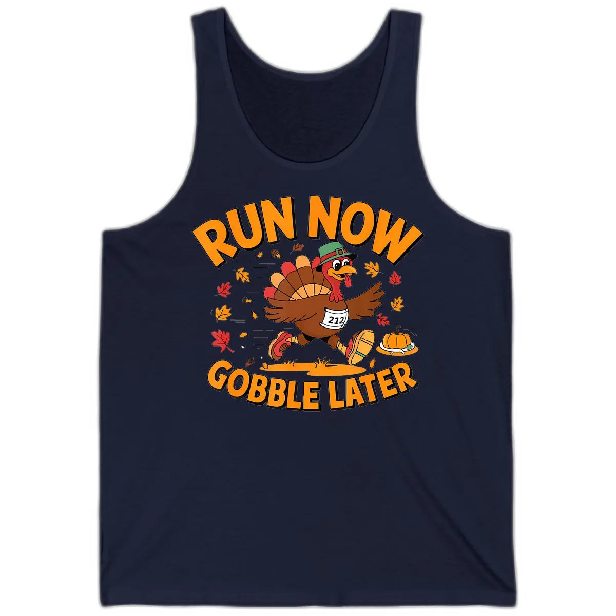 Run Now Gobble Later Turkey Trot Tank in Navy