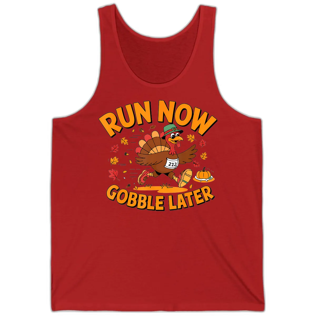 Run Now Gobble Later Turkey Trot Tank in Red
