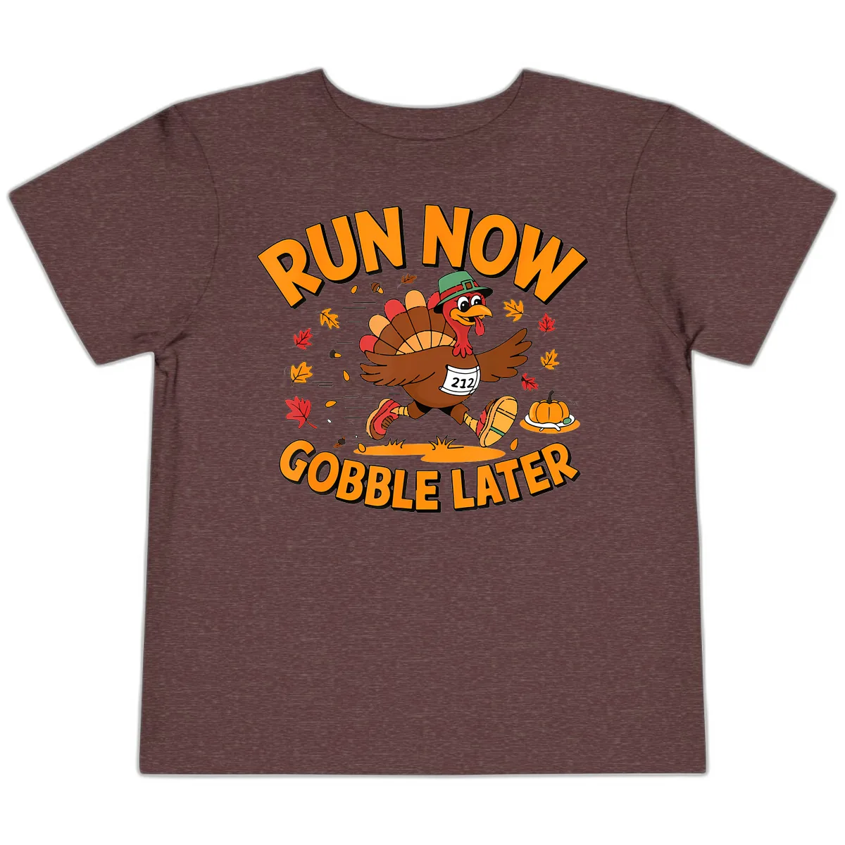Run Now Gobble Later Turkey Trot Toddler T-Shirt in Heather Maroon