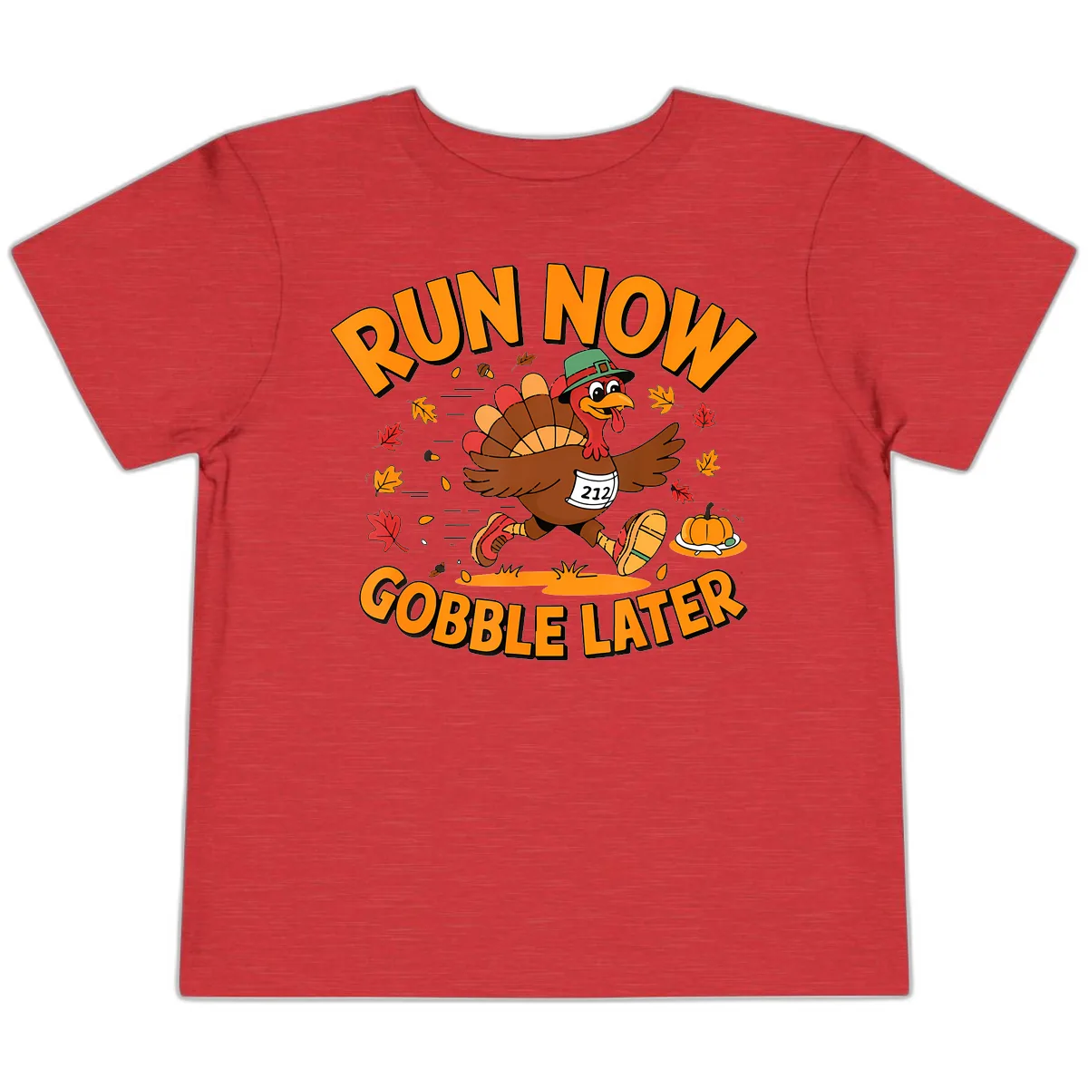 Run Now Gobble Later Turkey Trot Toddler T-Shirt in Heather Red
