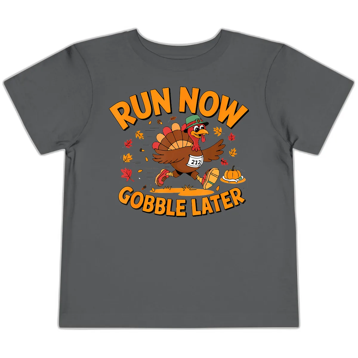 Run Now Gobble Later Turkey Trot Toddler T-Shirt in Asphalt
