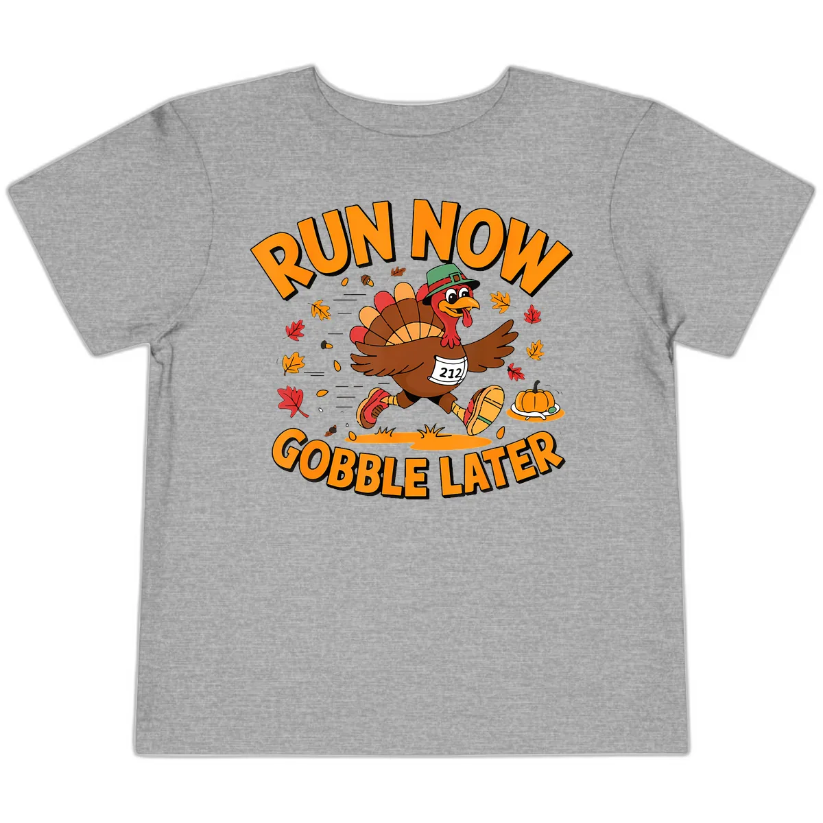 Run Now Gobble Later Turkey Trot Toddler T-Shirt in Athletic Heather