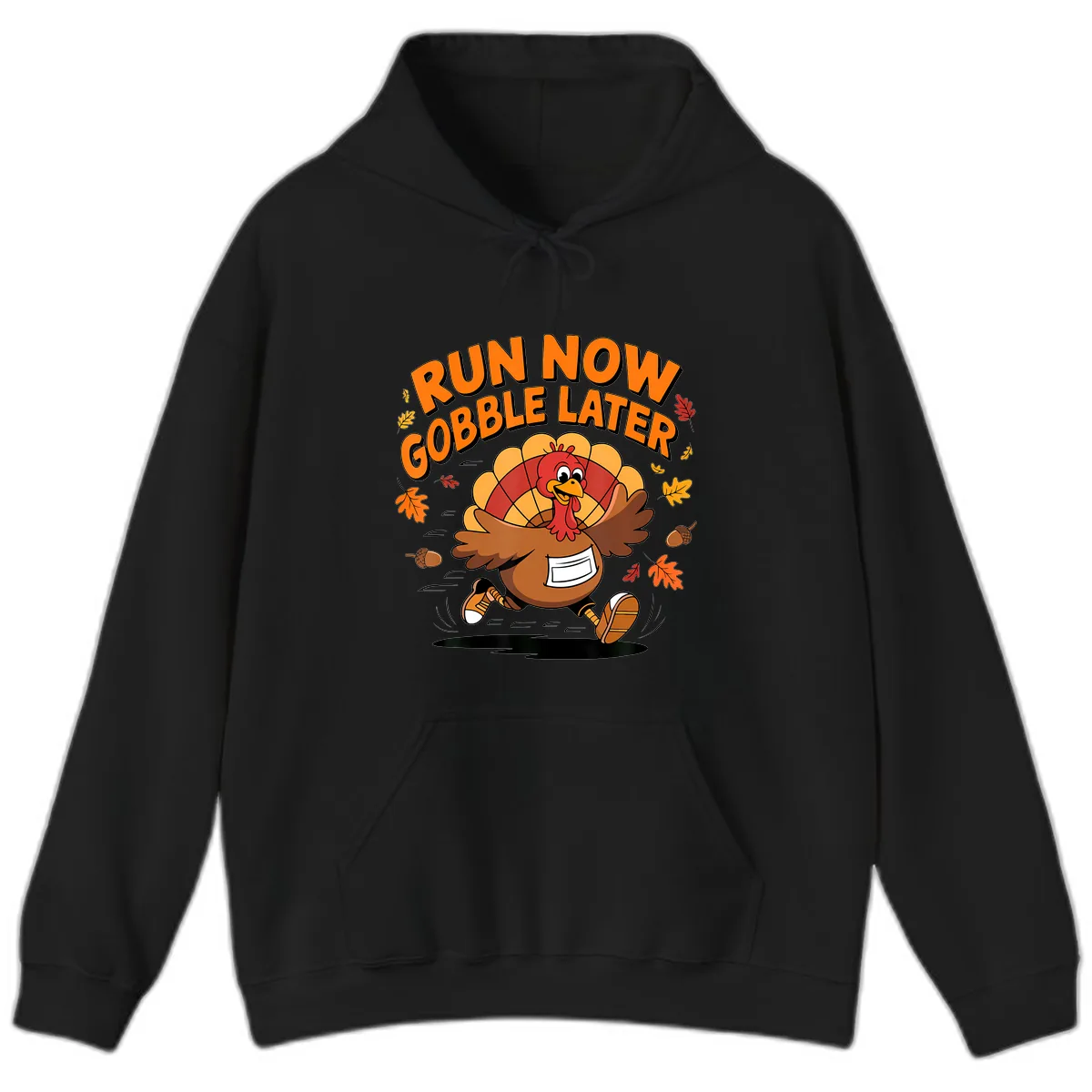 Run Now Gobble Later Turkey Trot Hoodie in Black