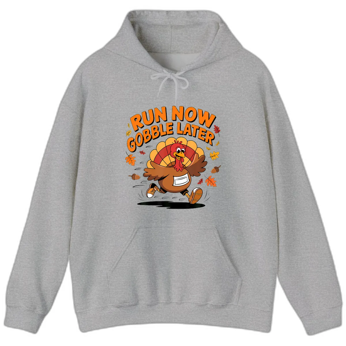 Run Now Gobble Later Turkey Trot Hoodie in Sport Grey