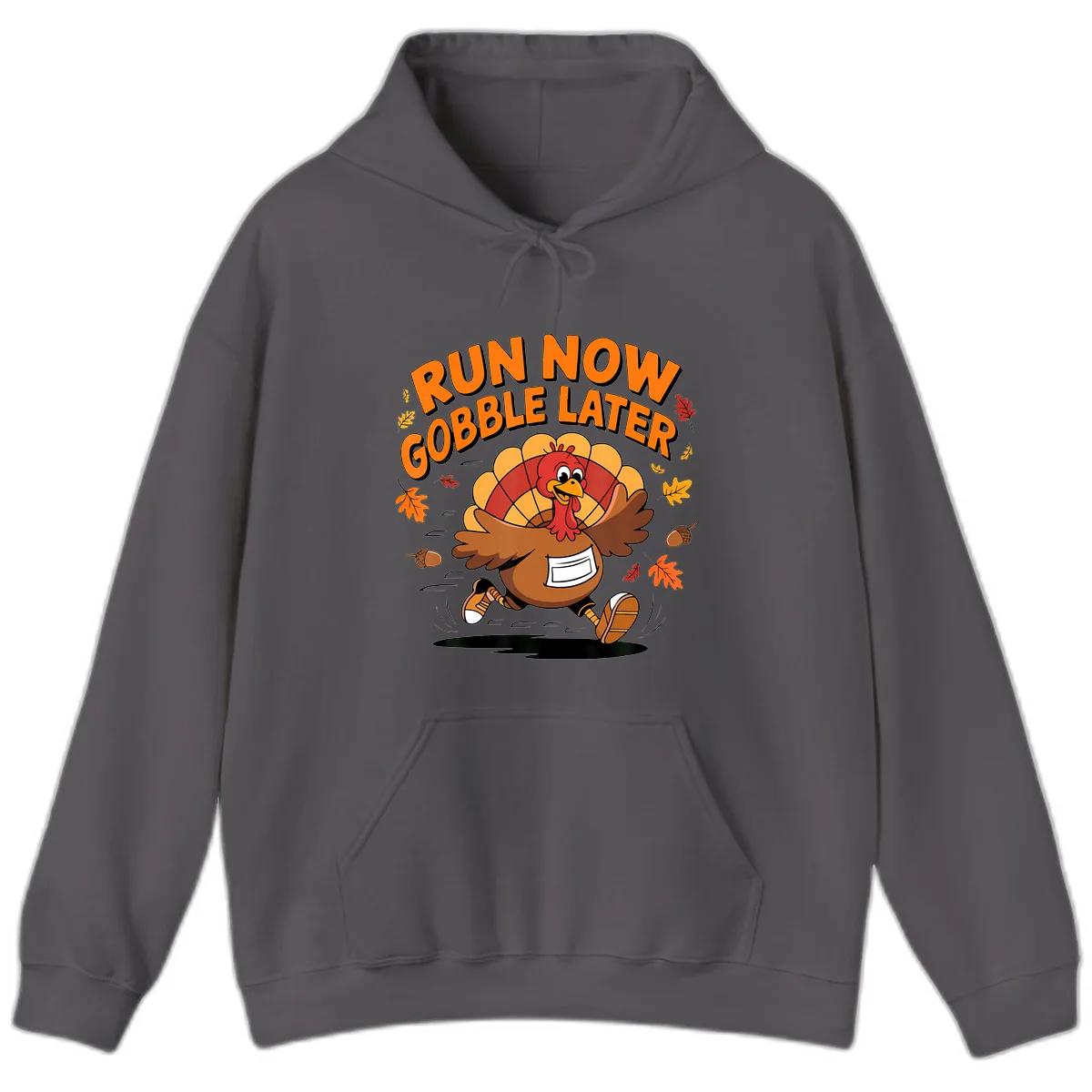 Run Now Gobble Later Turkey Trot Hoodie in Charcoal