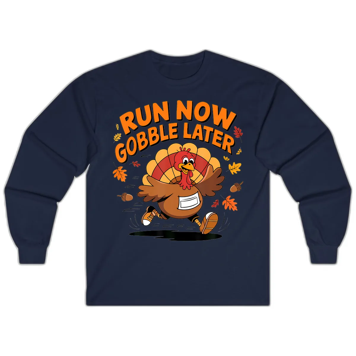 Run Now Gobble Later Turkey Trot Long Sleeve in Navy