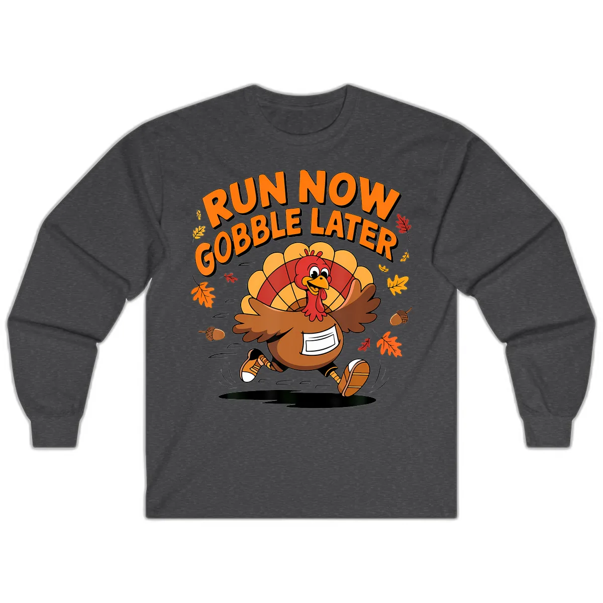Run Now Gobble Later Turkey Trot Long Sleeve in Dark Heather