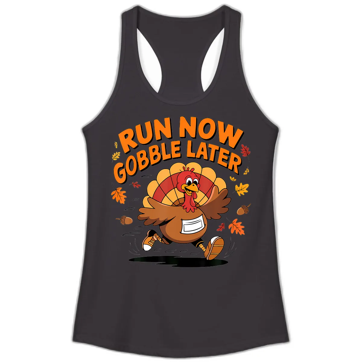 Run Now Gobble Later Turkey Trot Ladies Tank in Black