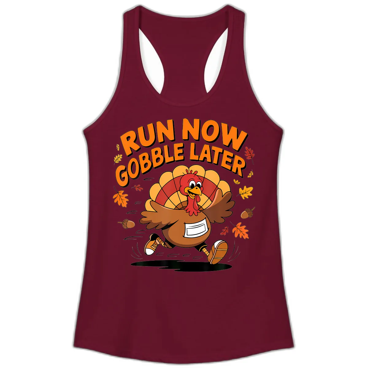 Run Now Gobble Later Turkey Trot Ladies Tank in Solid Cardinal Red