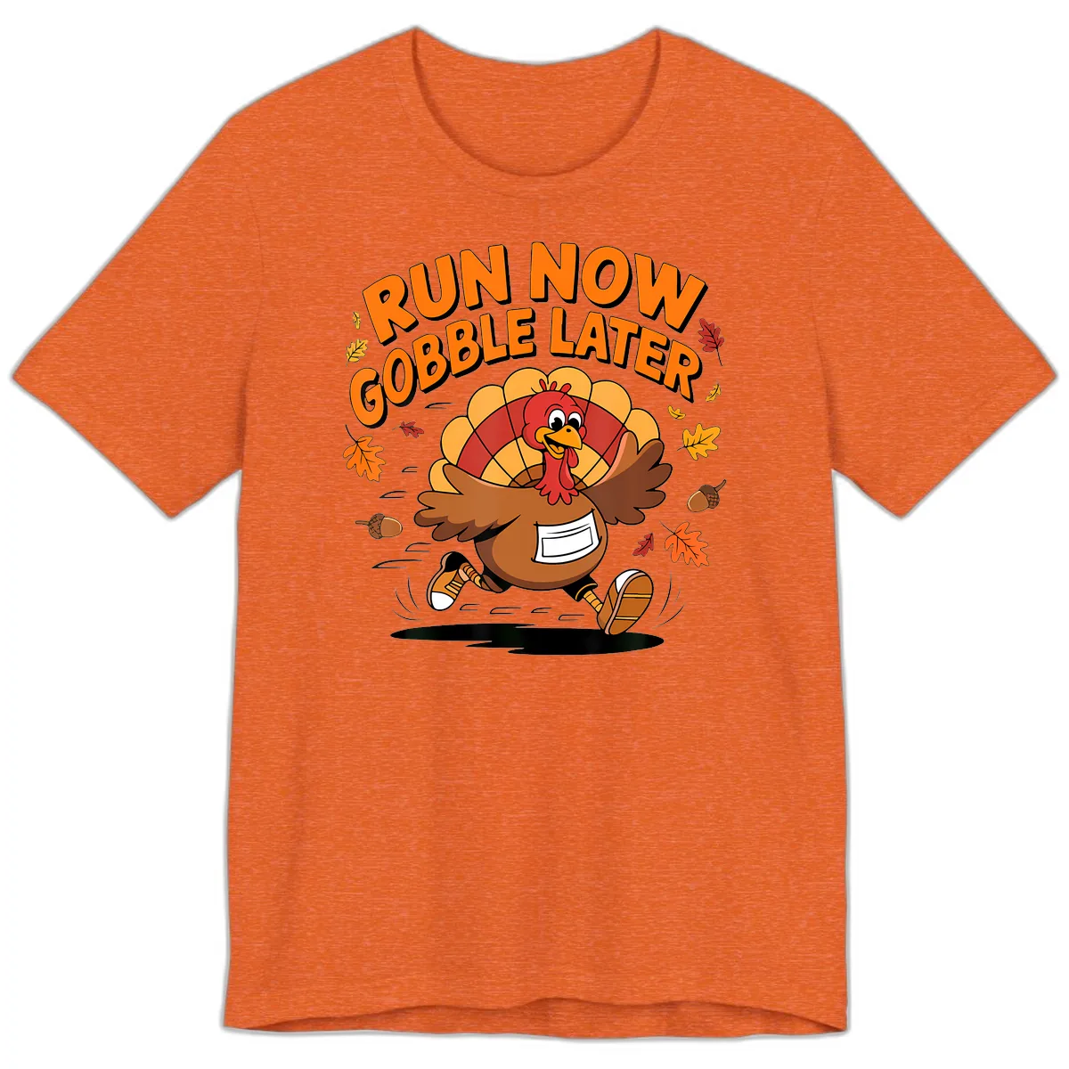 Run Now Gobble Later Turkey Trot Premium T-Shirt in Heather Orange