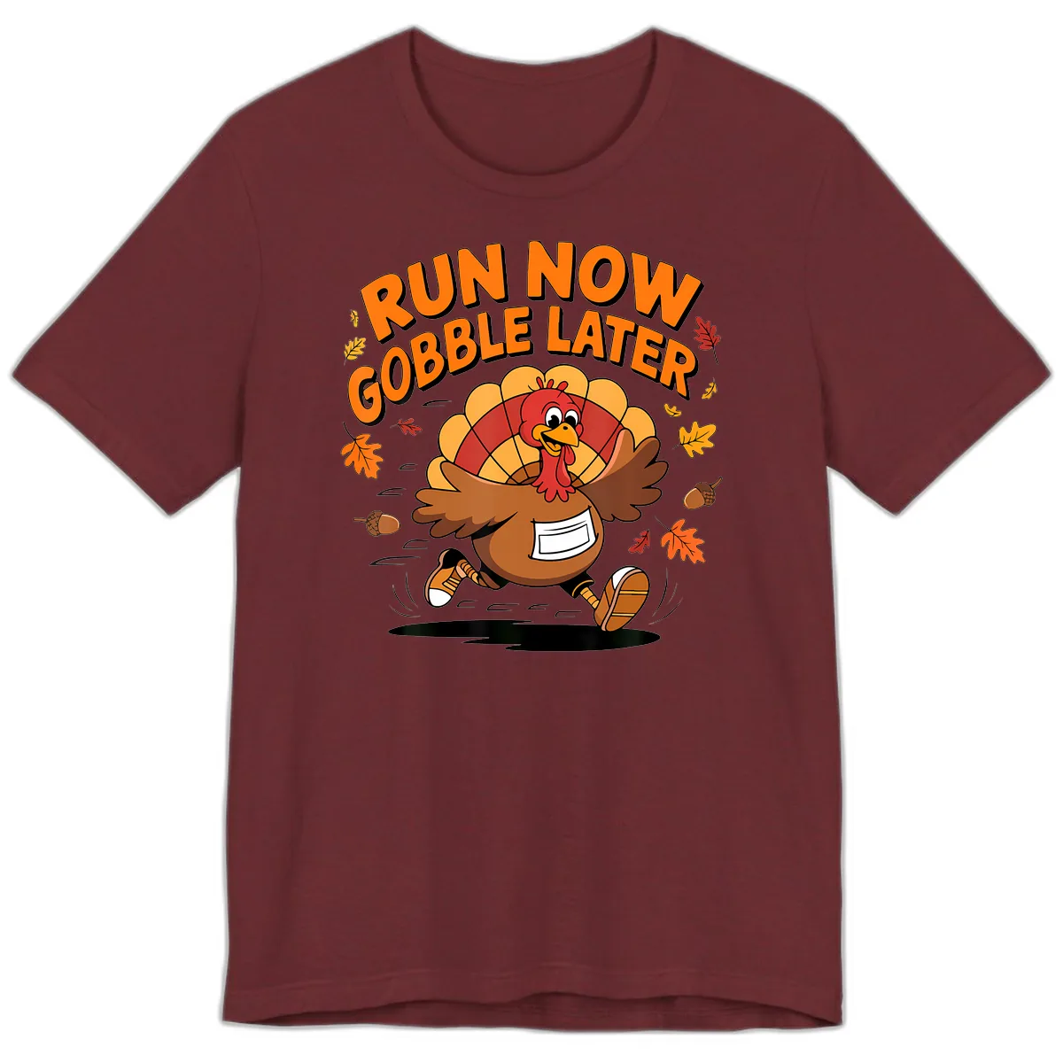 Run Now Gobble Later Turkey Trot Premium T-Shirt in Heather Cardinal
