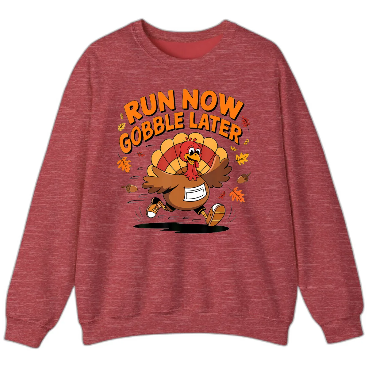 Run Now Gobble Later Turkey Trot Sweatshirt in Heather Scarlet Red