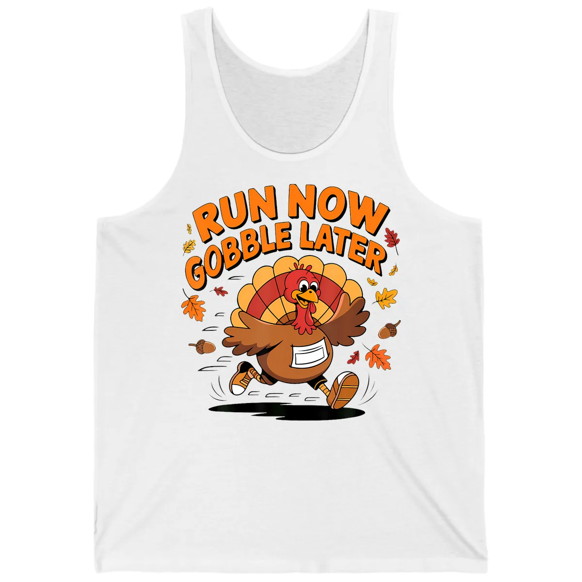 Run Now Gobble Later Turkey Trot Tank in White