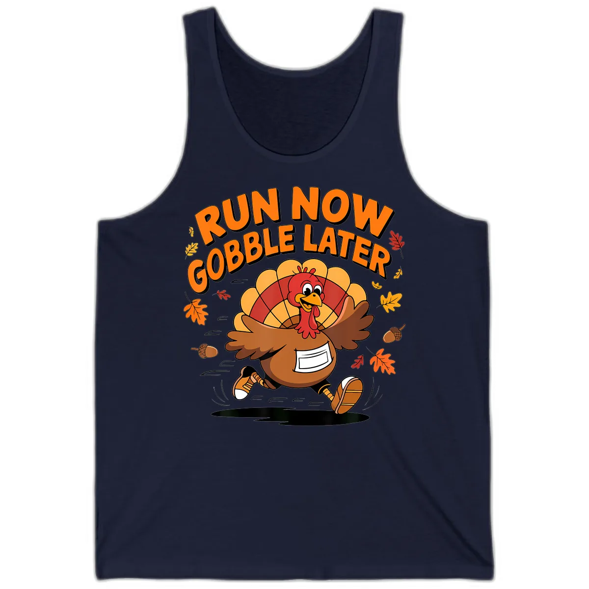 Run Now Gobble Later Turkey Trot Tank in Navy