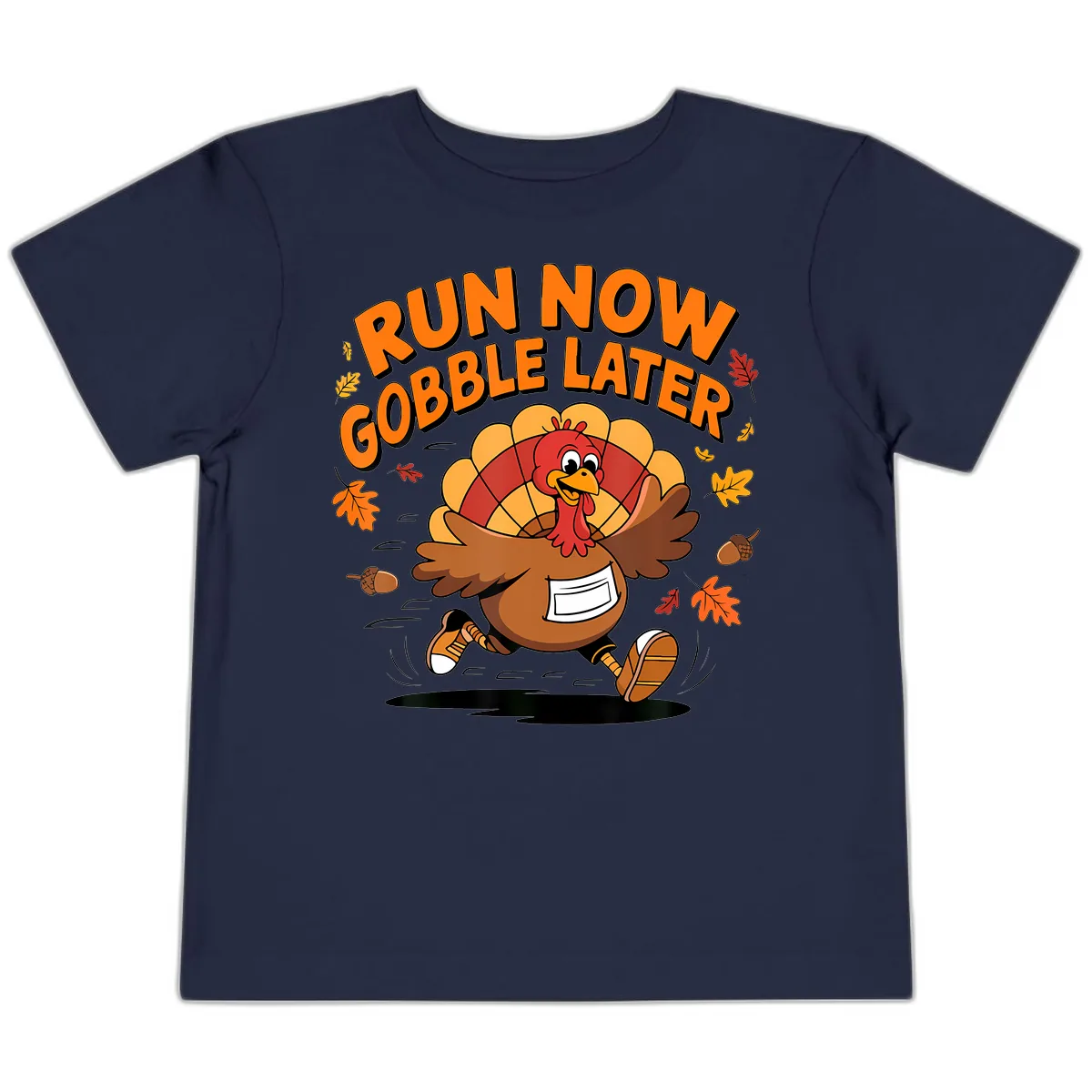 Run Now Gobble Later Turkey Trot Toddler T-Shirt in Navy