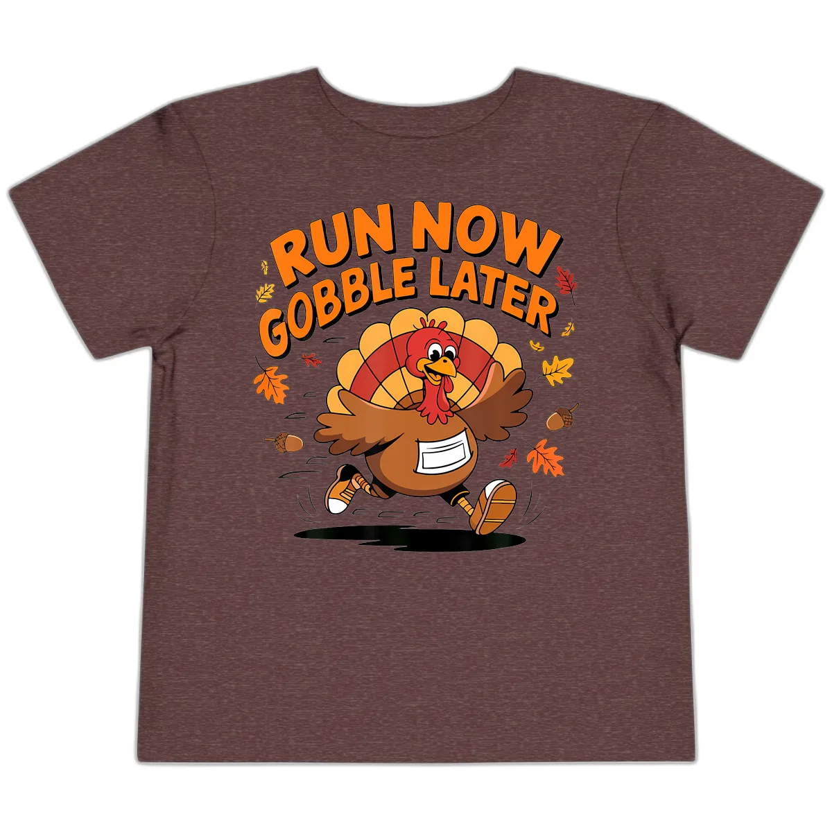 Run Now Gobble Later Turkey Trot Toddler T-Shirt in Heather Maroon