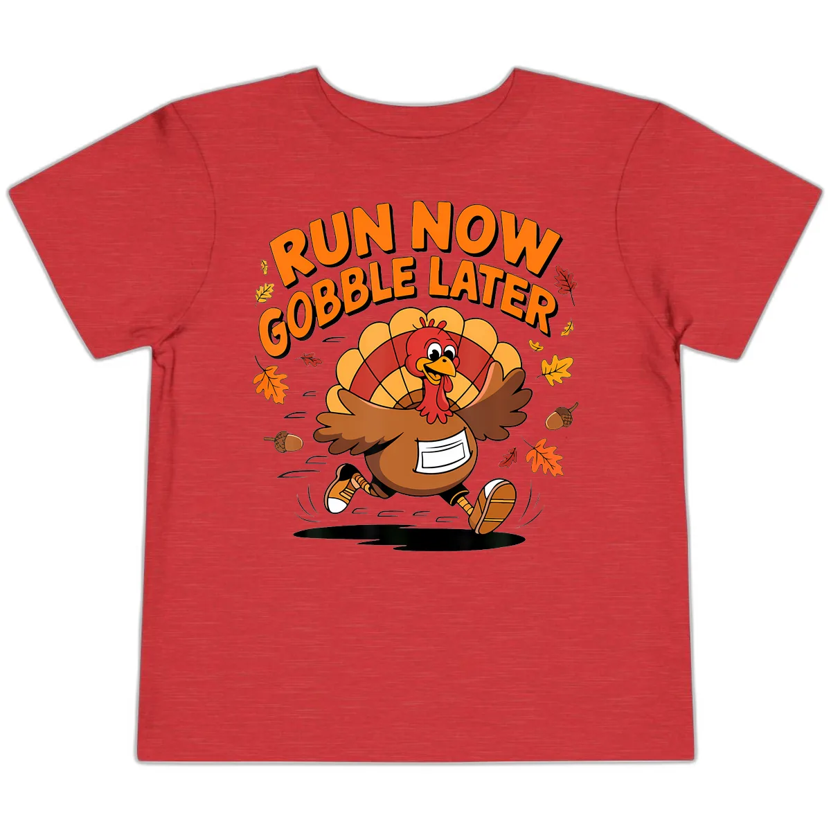 Run Now Gobble Later Turkey Trot Toddler T-Shirt in Heather Red