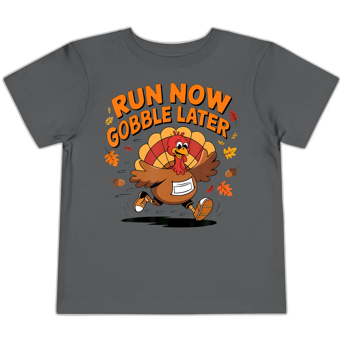Run Now Gobble Later Turkey Trot Toddler T-Shirt in Asphalt