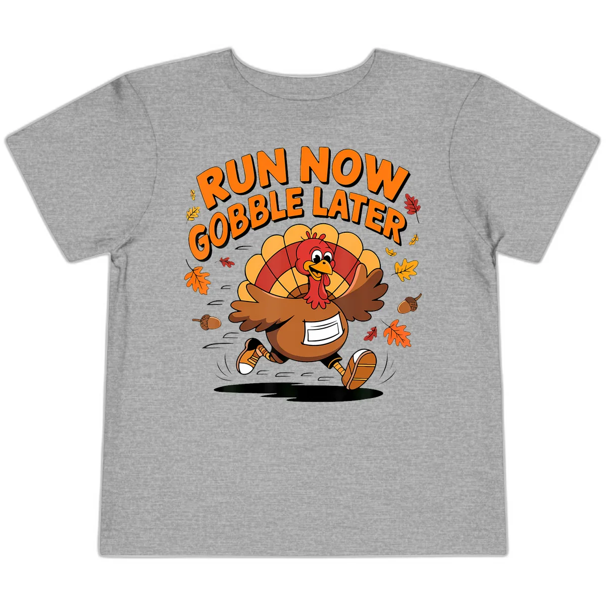 Run Now Gobble Later Turkey Trot Toddler T-Shirt in Athletic Heather